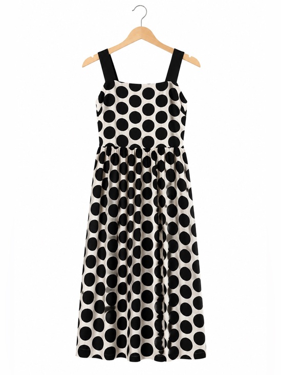 Who What Wear Dresses & Skirts - NWT Who What Wear Dress S Black White Polka Dot Linen Blend Sundress retro chic
